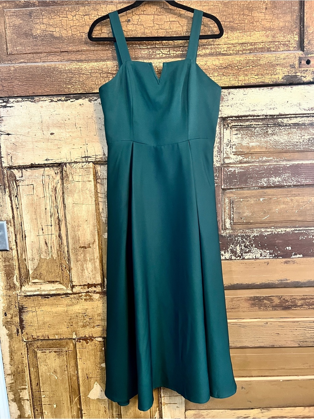 Emerald Green Lace Up Back Midi Dress | Wedding Guest Dress | Size L